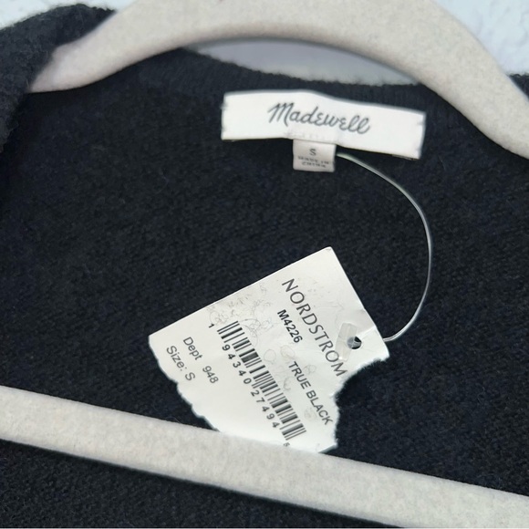 Madewell Cozy Walker Cardigan in True Black Size Small Alpaca Wool Blend - Picture 4 of 6